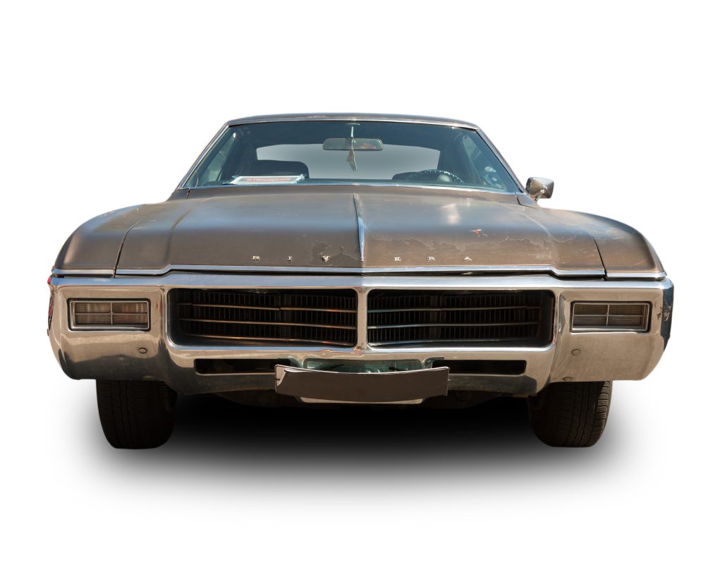 Classic american car 1969 Buick Riviera isolated on white background.